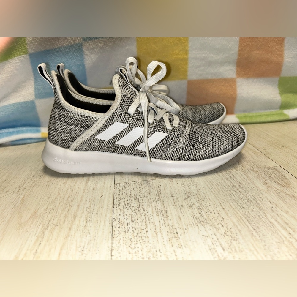 Adidas Kids Gray and White Cloudfoam Sneakers